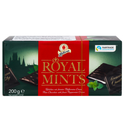 Конфеты шоколадные Halloren Royal Mints с мятно-кремовой начинкой 200г