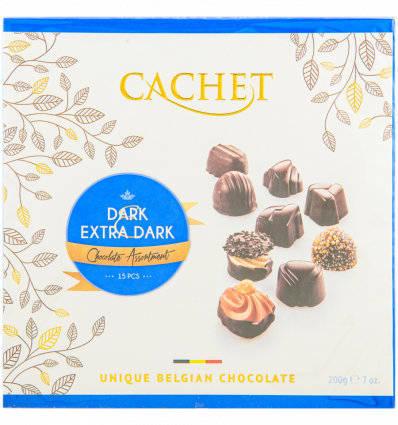 Цукерки Cachet Pralines чорний шоколад асорті 195г