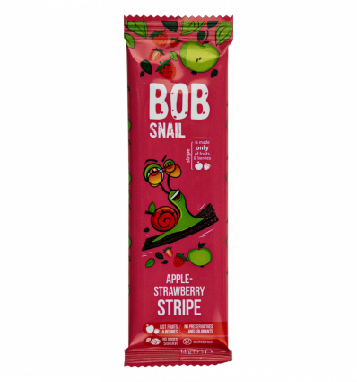 Цукерки Bob Snail яблучно-полуничний страйп 14г