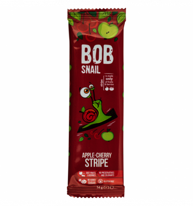 Конфеты Bob Snail яблочно-вишневый страйп 14г