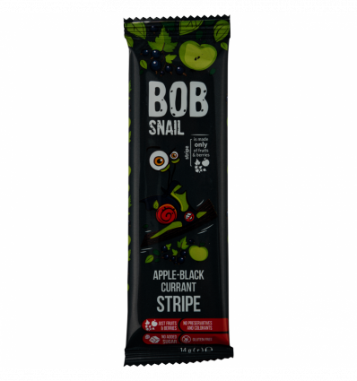 Конфета фруктово-ягодная Bob Snail яблочно-черносмородиновый страйп 14г