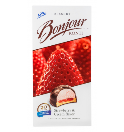 Десерт Konti Bonjour вкус клубники со сливками 232г