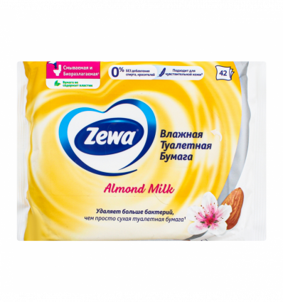 Влажная туалетная бумага Zewa Almond Milk, 42 листа