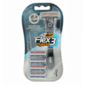 Бритва BIC Flex 3 Hybrid для бритья ручка + сменные кассеты 4шт
