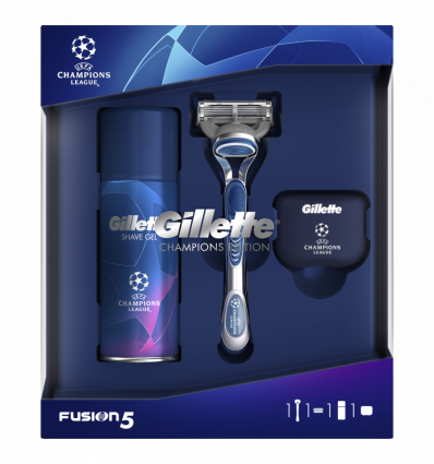 Подарунковий набір Gillette бритва Fusion 5 + гель для гоління 75мл + дорожня косметичка
