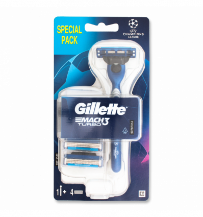 Бритва Gillette Mach3 Turbo з 4 змінними касетами