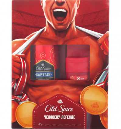 Набор Old Spice Captain дезодорант+гель для душа+шампунь 1шт