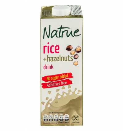 Напиток рисово-ореховый Natrue Rice+Hazelnuts без добавления сахара 2% 1л
