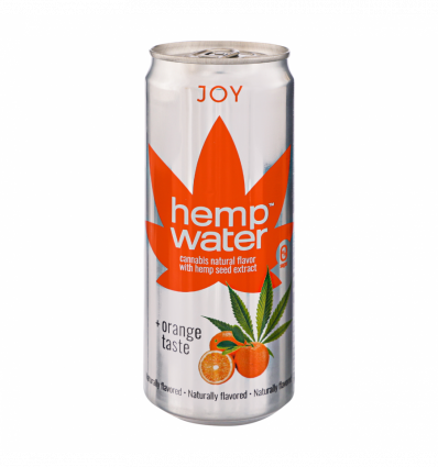 Напій безалкогольний Joy Hemp Water зі смаком канабісу та апельсина бляшана банка 0,33л