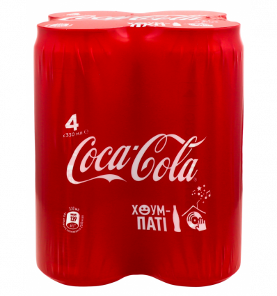 Напиток Coca-Cola безалкогольный сильногазированный жестяная банка 330мл*4