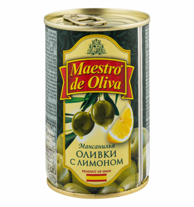 Оливки Maestro de Oliva зеленые с лимоном 300мл