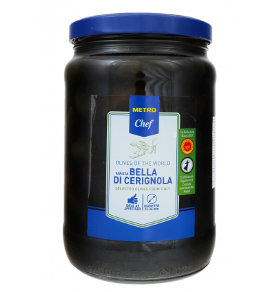 Оливки Metro Chef Bella di Cerignola чорні з кісточкою 1600г