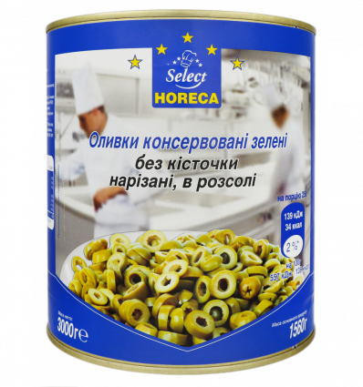 Оливки Horeca Select зеленые без косточки нарезанные в рассоле 3кг