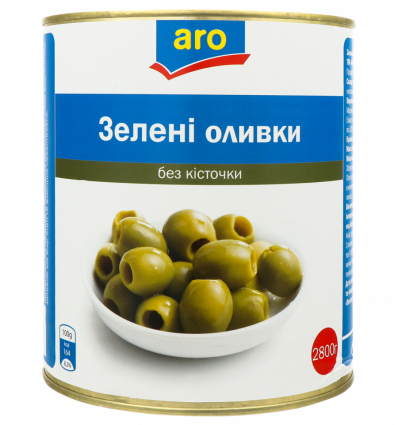 Оливки Aro зеленые без косточки 2800г