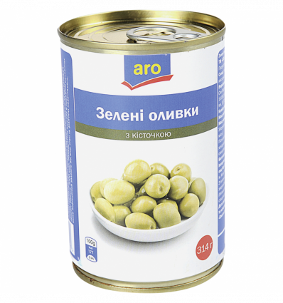 Зелені оливки Aro з кісточкою 300гр