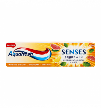 Паста зубная Aquafresh Senses Бодрящий грейпфрут с фтором 75мл