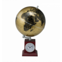 Глобус gold на дер. підставці з годинником
