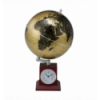 Глобус gold на дер. підставці з годинником