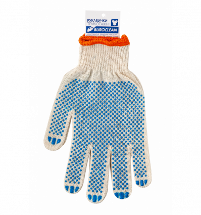 Рукавички білі з ПВХ крапкою, 3 нитки, BuroClean ECO ( 10200350 )