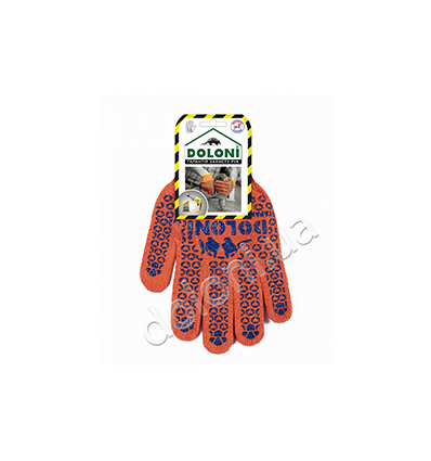 Перчатки трикотажные рабочие ДОЛОНИ, 526, оранжевые с точкой