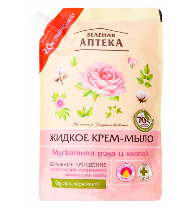 Крем-мило рідке Зелена Аптека Мускатна троянда та бавовна 460мл