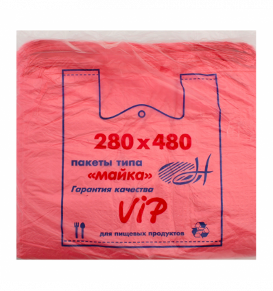 Пакет Ніка-Пласт VIP Майка 280х480мм красный 200шт/уп