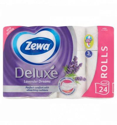 Туалетний папір Zewa Deluxe з ароматом лаванди тришаровий, 24 рул