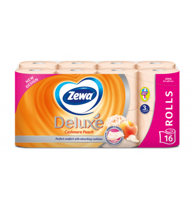 Туалетная бумага Zewa Deluxe c ароматом персика трехслойная, 16 рул