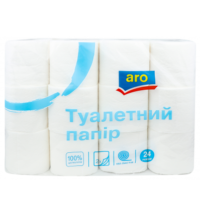Туалетная бумага Aro белая двухслойная, 24 рул