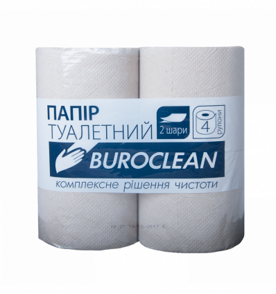 Бумага туалетная макулатурная "Buroclean", 4 рулона, серая ( 10100052 )