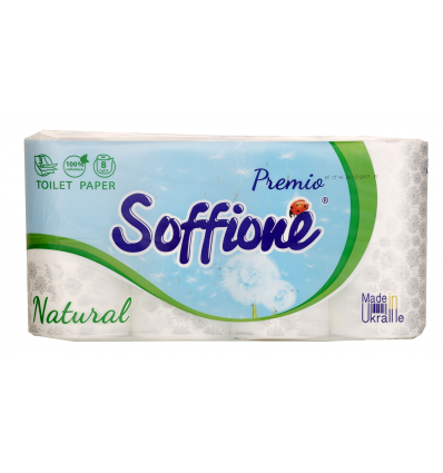 Туалетная бумага Soffione Premio Natural трехслойная, 8 рул