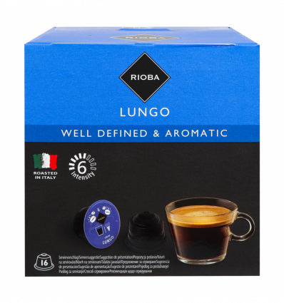 Кофе Rioba Lungo обжаренный молотый в капсулах 16*7г/уп