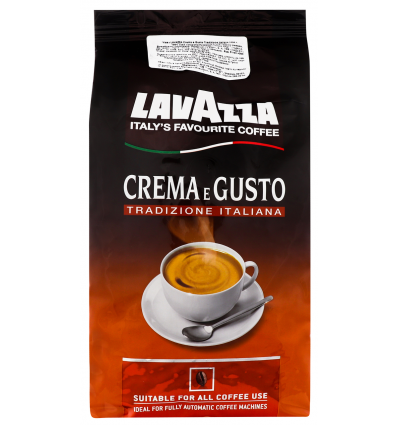 Кава Lavazza Crema e Gusto натуральна смажена у зернах 1кг