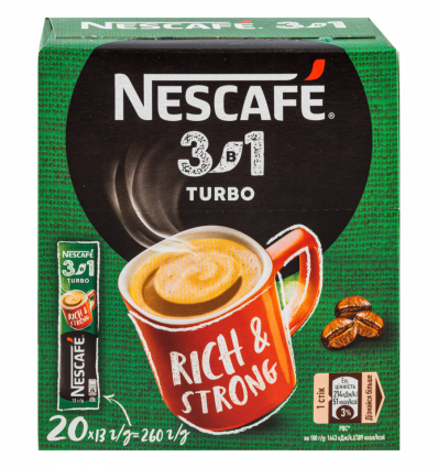 Напій кавовий Nescafé 3в1 Turbo розчинний 13г*20