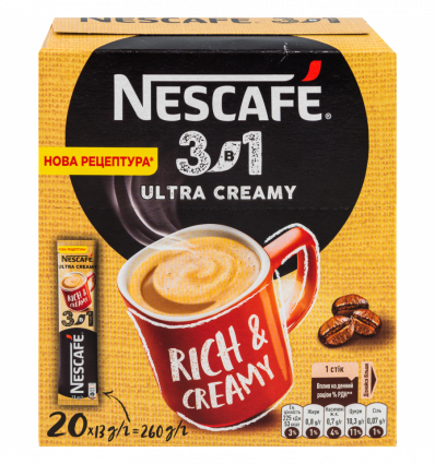 Напиток кофейный Nescafe 3в1 Ultra Creamy растворимый 13г*20