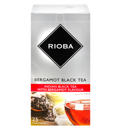Чай Rioba чорний індійський байховий з ароматом бергамоту в пакетиках 25x2г
