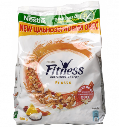 Пластівці Fitness Fruits з цільної пшениці з фруктами 400г