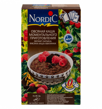 Каша овсяная Nordic с темным шоколадом/малиной 35г*6шт 210г