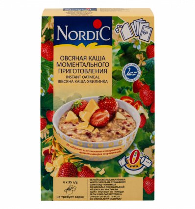 Каша овсяная Nordic с белым шоколадом/клубникой 35г*6шт 210г