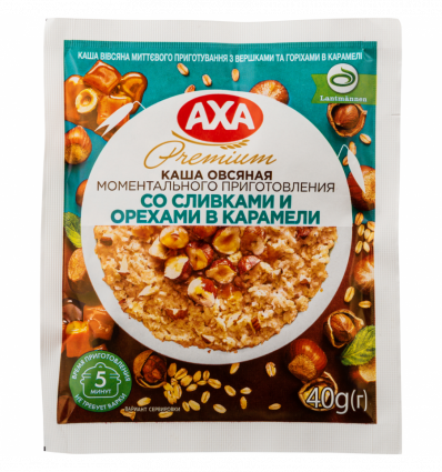 Каша овсяная Axa со сливками и орехами в карамели 40г