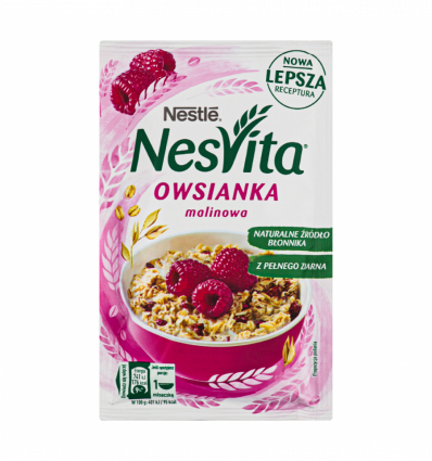 Каша Nesvita овсяная с молоком и кусочками малины 45г