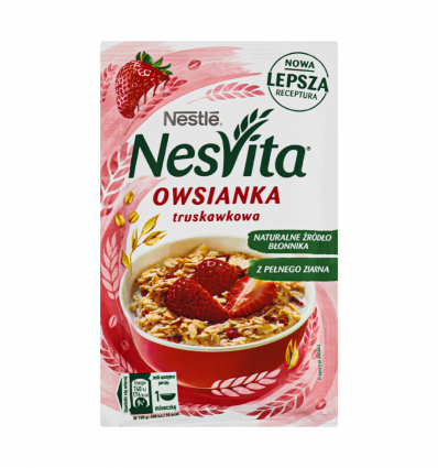 Каша Nesvita овсяная с молоком и кусочками клубники 45г