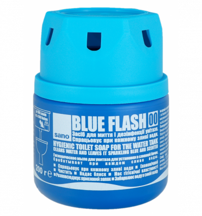 Засіб Sano Blue Flash для миття і дезінфекції унітазу 200г