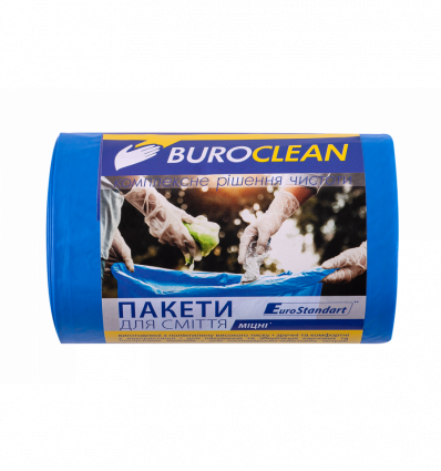Пакети для сміття 60л/40 шт, міцні, сині 600х800мм, 21мкм BuroClean EuroStandart ( 10200037 )