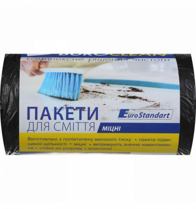 Пакети для сміття 60л/40шт, Eurostandart, міцні, чорні BuroClean ( 10200036 )
