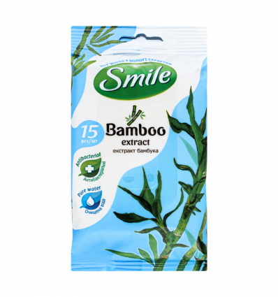 Салфетки влажные Smile Bamboo с экстрактом бамбука 15шт/уп