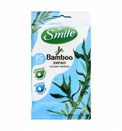 Серветки вологі Smile Bamboo з екстрактом бамбука 15шт/уп