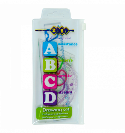 Комплект "ABCD": линейка 15см, 2 угольника, транспортир, ассорти, KIDS Line ZB.5684