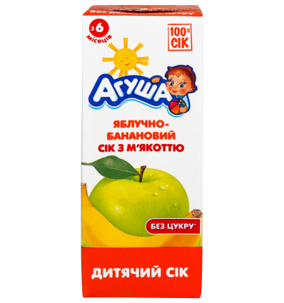 Сок Агуша яблочно-банановый с мякотью детский 0,2л тетра