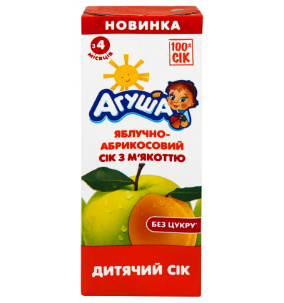 Сок Агуша яблочно-абрикосовый с мякотью с 4-х месяцев 0,2л